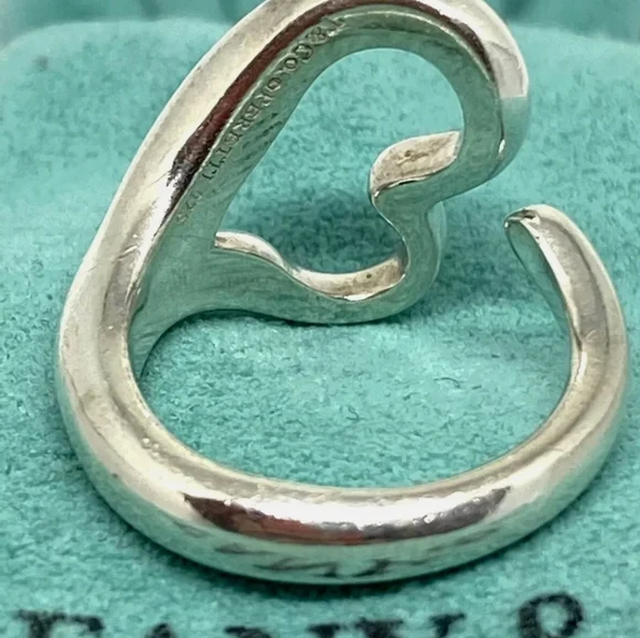 Tiffany & Co Sterling Silver Elsa Peretti Open Heart Ring Size 4.5 - Picture 3 of 8